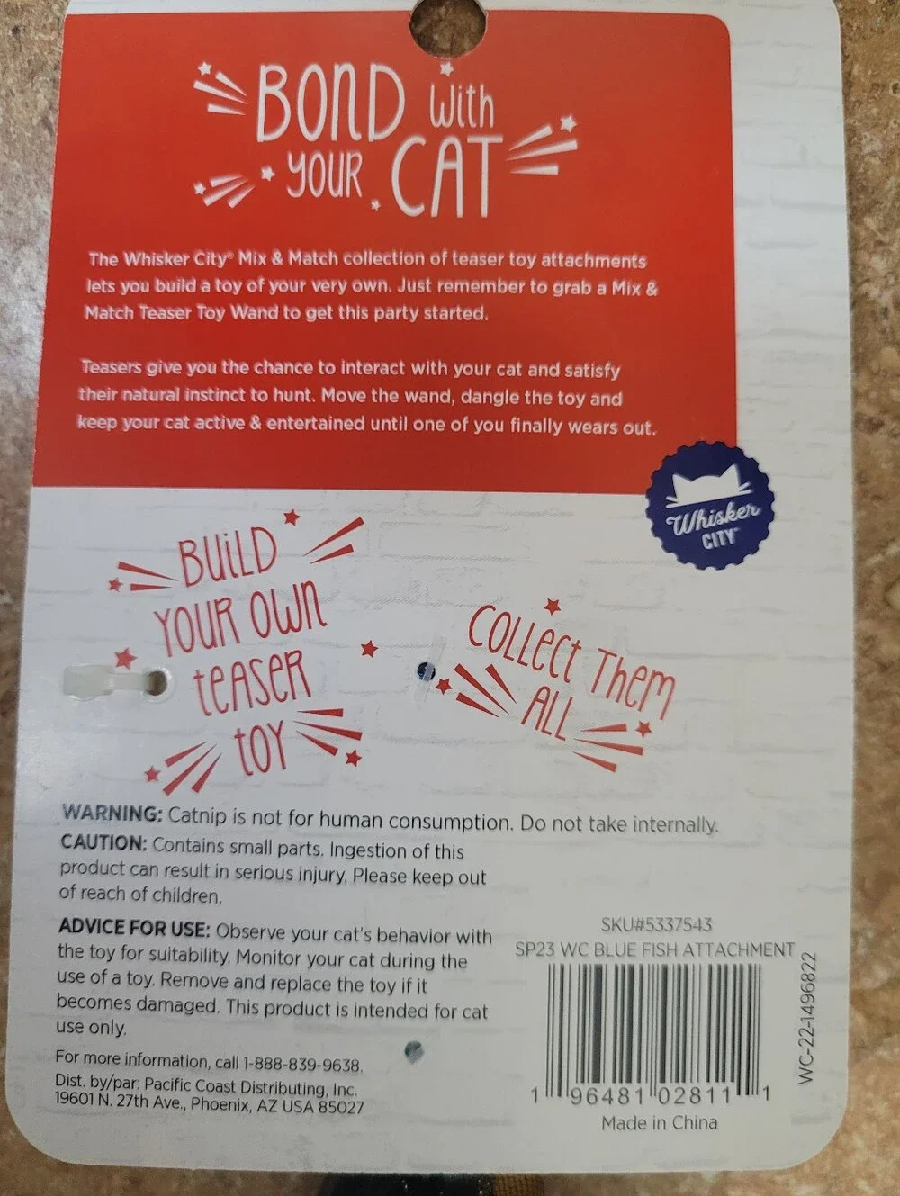 Whisker City Blue Cat Teaser Toy with Dangling Ribbons